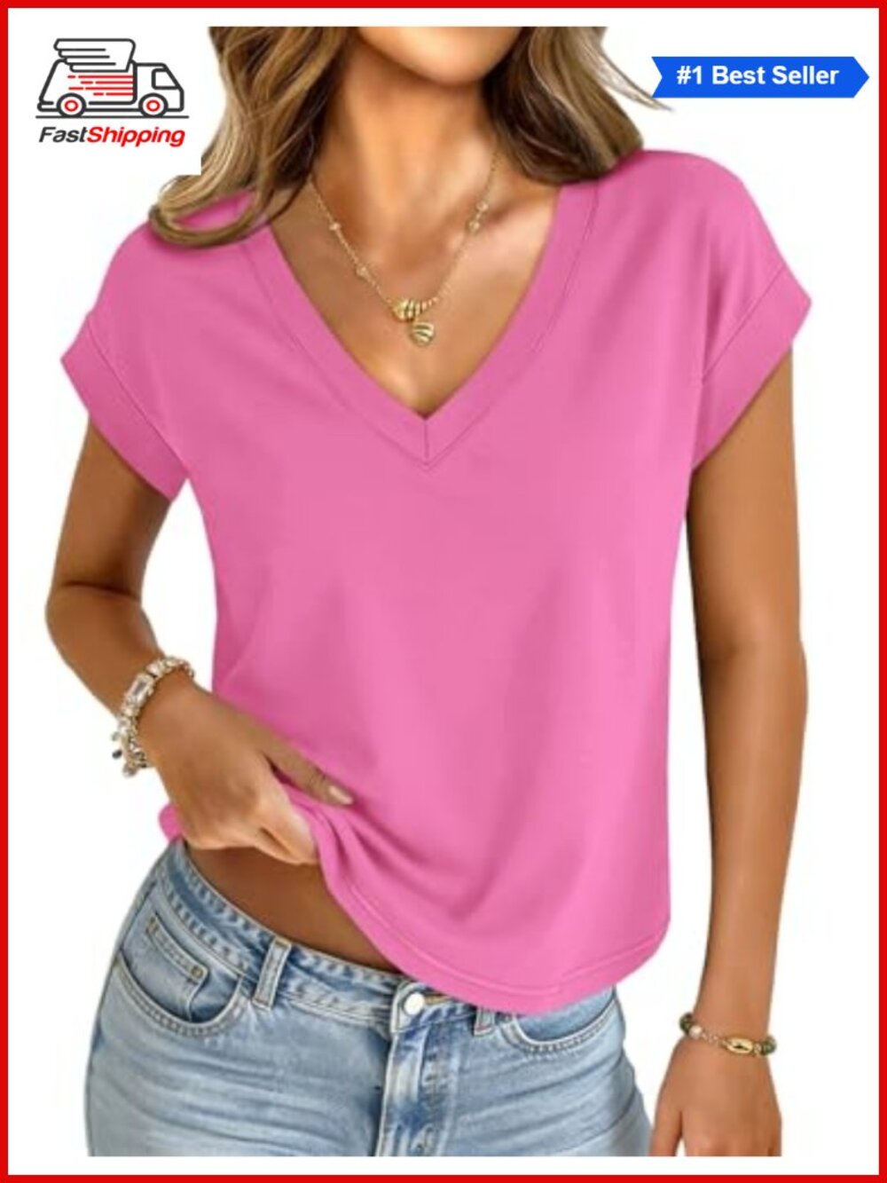 ✨ V Neck Short Sleeve Crop Top T Shirt Summer Basic Tee